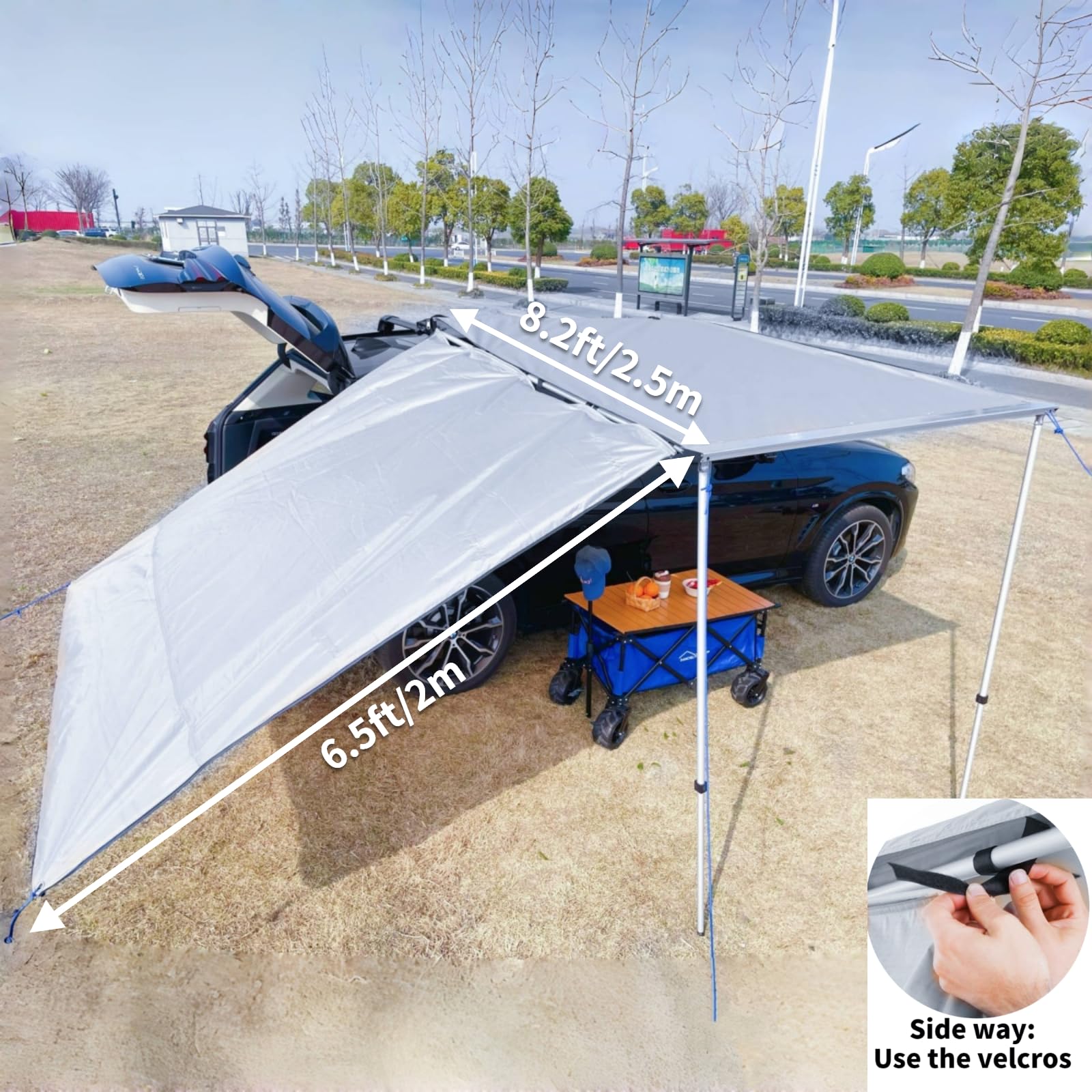 DANCHEL OUTDOOR カーニング 5x6.6フィート Pull Out Car Awning, Khaki, 6.5×6.5ft - DANCHEL OUTDOOR